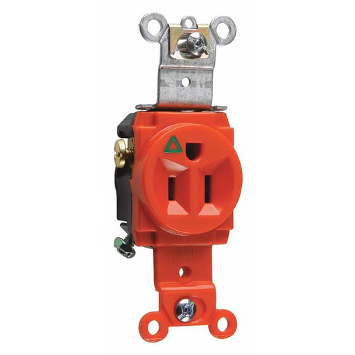 [IG5261] Legrand Straight Blade Receptacle, 5-15R, 15 A, 125V AC, 2 Pole, 3 Wire, Flush Mount, Isolated Ground
