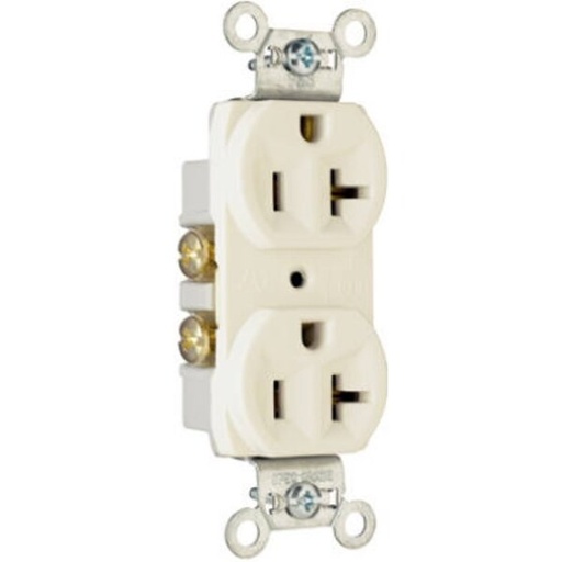 [CR20LACC12] Legrand Duplex Straight Blade Receptacle, 5-20R, 20 A, 125V AC, 2 Pole, 3 Wire, Grounded