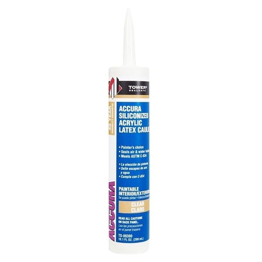 [TS-00300] Tower Sealants ACCURA Silicone Caulk, Clear, 7 to 14 days Curing, 40 to 140 deg F, 10.1 fl-oz Tube