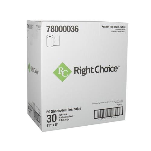 [78000036] Right Choice™ Paper KRT Roll Towel, White, 11" x 8", 30/60