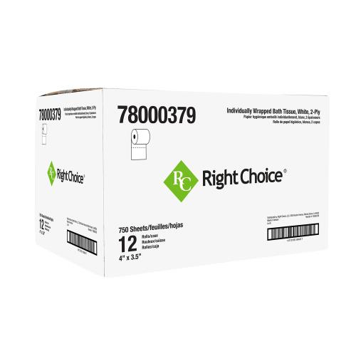 [78000379] Right Choice® Poly Wrapped Standard Toilet Paper, 1/CS/12