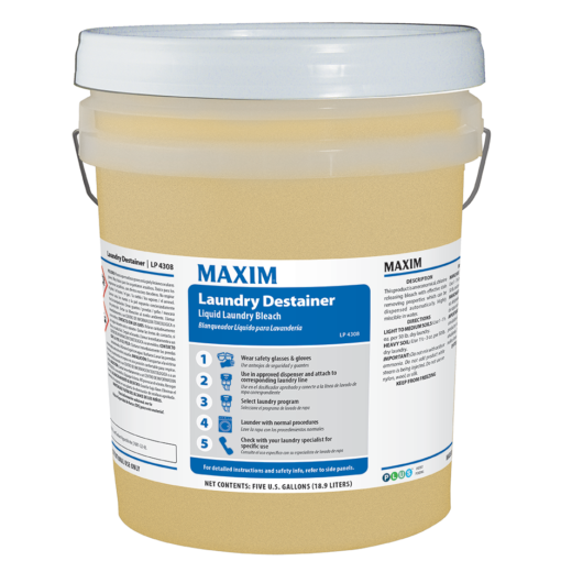 [430800-05] Maxim Laundry Destainer Liquid Laundry Bleach 5 gal