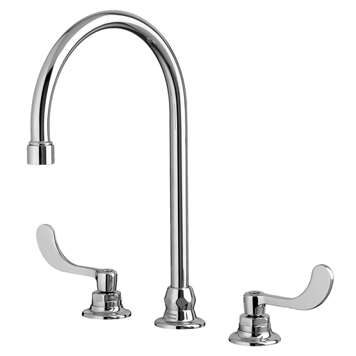 [6540178.002] Monterrey® 8-Inch Widespread 8-inch Reach Gooseneck Faucet With Wrist Blade Handles 1.5 gpm/5.7 Lpm