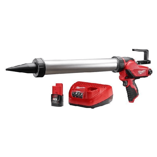 [2442-21] Milwaukee M12 12v Cordless 20 Oz. Aluminum Barrel Adhesive And Caulk Gun Kit