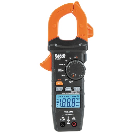 [CL220] Klein Tools 600 Volt Ac/Dc 400 Amp Auto-Ranging Digital Clamp Meter W/ Temp