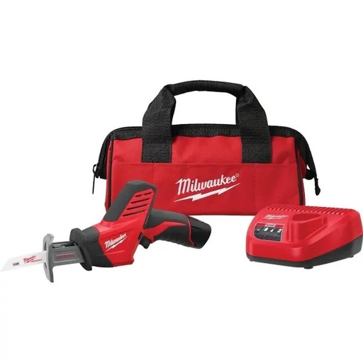 [2420-21] Milwaukee M12 Hackzall Lithium-Ion Cordless Reciprocating Saw Kit With 1.ah Battery, Charger, And Tool Bag