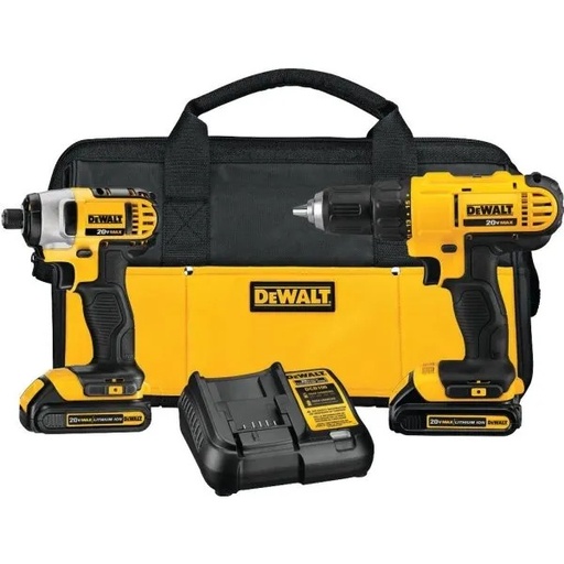 [DCK240C2] Dewalt 20-Volt Max Cordless Drill/Impact Combo Kit