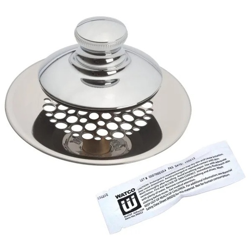 [48750-CP-G] Watco Nufit Push Pull Tub Drain Closure With Grid Strainer Universal Fit Cp