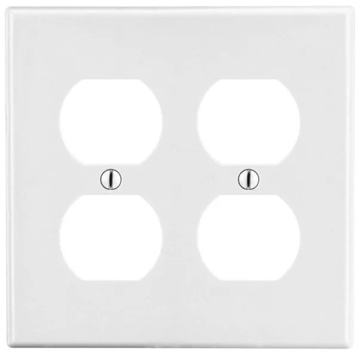 [P82W] Hubbell 2-Gang Plastic Receptacle Wall Plate (25-Pack) (White)