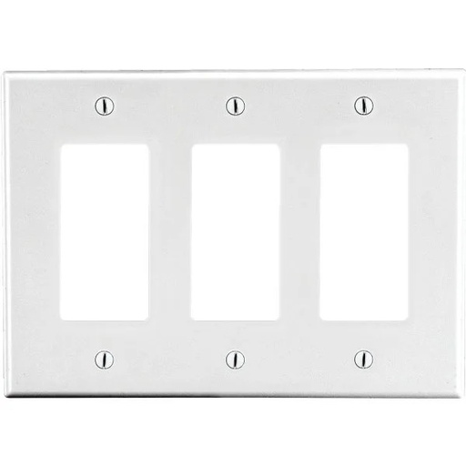 [P263W] Hubbell 3-Gang Polycarbonate Decorator Wall Plate (White)