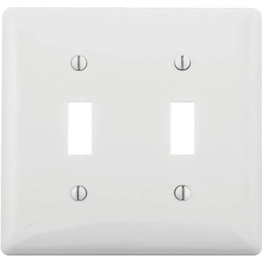 [PJ2W] Hubbell 2-Gang Mid-Size Toggle Polycarbonate Wall Plate (25-Pack) (White)