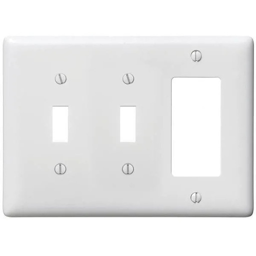 [P226W] Hubbell 3-Gang White Toggle And Decorator Wall Plate