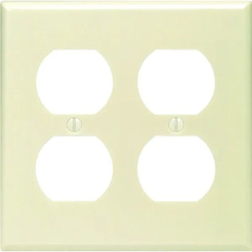 [P82I] Hubbell 2-Gang Plastic Receptacle Wall Plate (25-Pack) (Ivory)