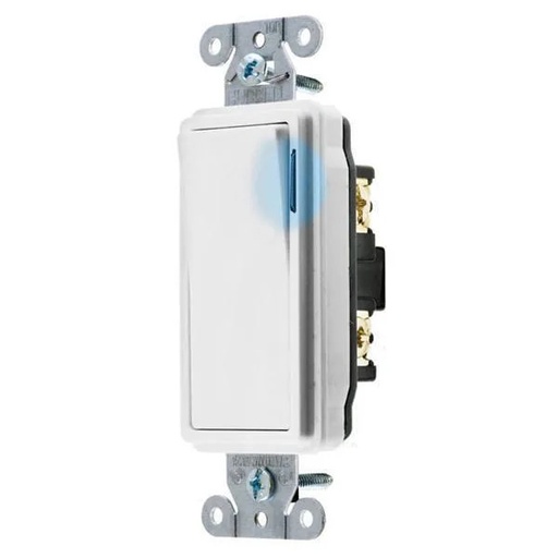 [DS120ILW] Hubbell Wiring Single Pole 20a 120/277v Illum Rocker Deco Sw Wht Package Of 10