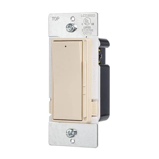 [LCD300DLA] Hubbell Wiring Single Pole 3-Way 120 Volt Rocker Dimmer Switch Light Almond