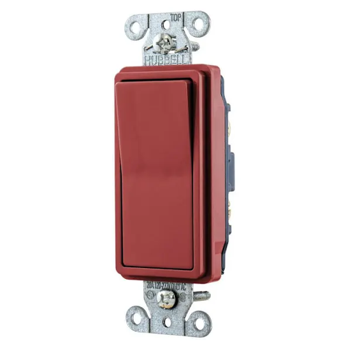 [DS120R] Hubbell 20 Amp Commercial Grade Decorator Switch, Single Pole, Red Package Of 10