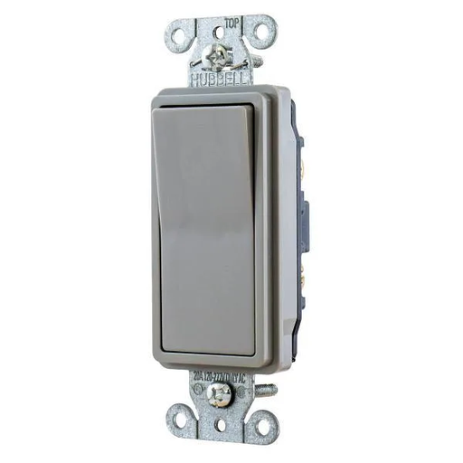 [DS120GY] Hubbell Wiring Single Pole 20a 120/277v Rocker Deco Switch Gray Package Of 10