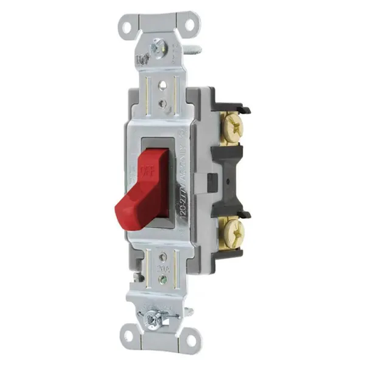 [CSB120R] Hubbell 20 Amp Commercial Grade Toggle Switch, Single Pole, Red, Package Of 10