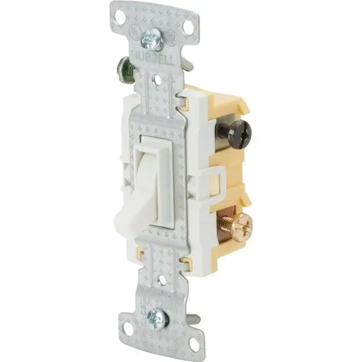 [RS315W] Hubbell 15 Amp 120 Vac 3-Way, Toggle Switch