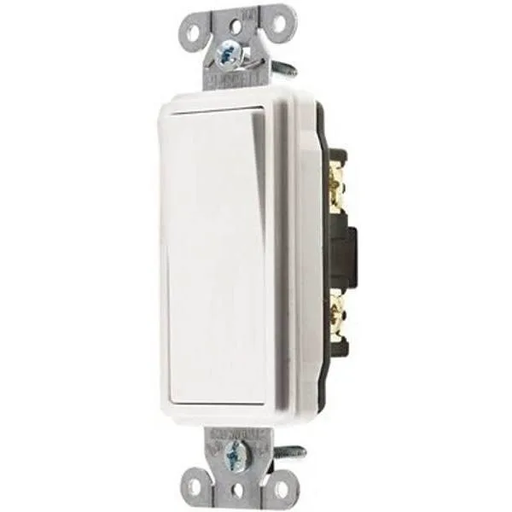 [DS320W] Hubbell Wiring 20a 3-Way Hubbell Specification Grade Decorator Rocker Switch Wht