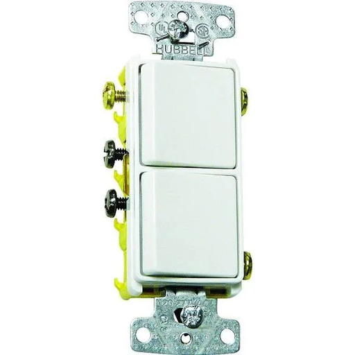 [RCD103W] Hubbell Wiring 15a 3-Way Rocker Switch (White)