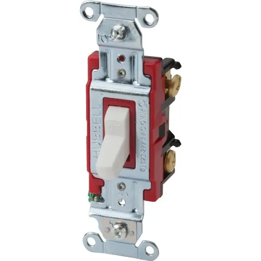 [1222W] Hubbell-Pro 20 Amp 2-Pole Heavy-Duty Industrial Toggle Switch (White)