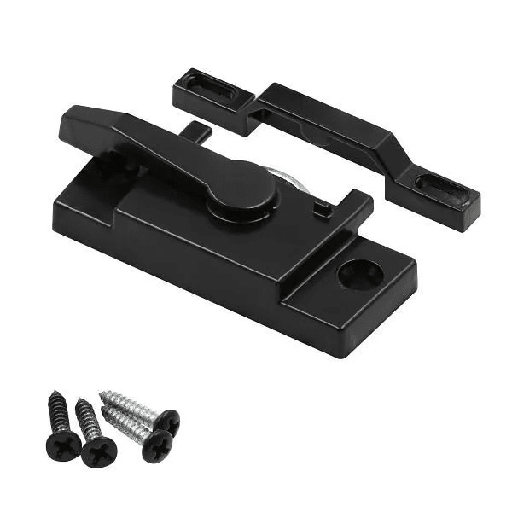 [F 27448] Prime-Line Vinyl Window Sash Lock With Keepers, Matte Black, Single Pack