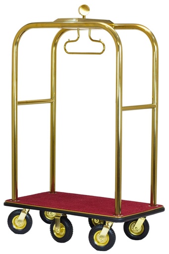 [RTBOARDWALK-6WH] Six Wheel Boardwalk Series Bellman's Cart; Gold - 8" pneumatic wheels