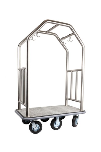 [ESBSBG-6WH] Six Wheel Estate Series Bellman's Cart; Brushed Stainless Steel - 8" pneumatic wheels