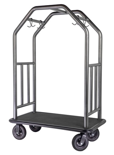 [CCRDBL01] Coastal Series Estate Cart; Rubber Mat Deck- 8" black semi-pneumatic wheels