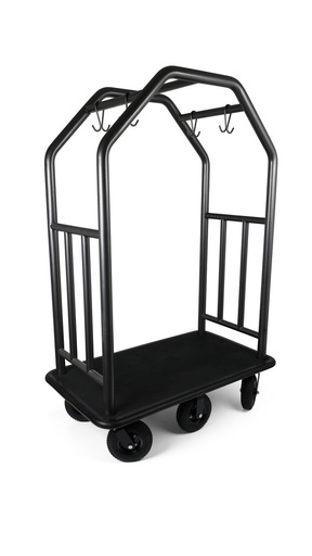 [CCRDBL-6WH] Coastal Series Estate Cart; Rubber Mat Deck- 8" black semi-pneumatic wheels