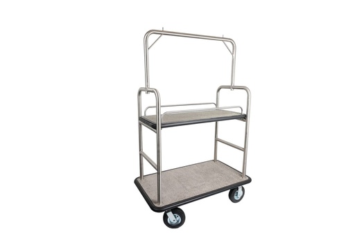 [BCDDC] Dual Deck Bellman's Cart; Dual Grey/ Black Carpet, 8" pneumatic wheels