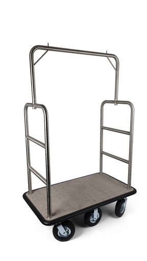 [TMIDTOWN-6WH] Six Wheel Midtown Series Bellman's Cart; Grey/Black Carpet; 8" pneumatic wheels