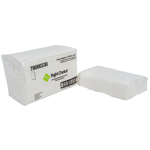 [78000330] Right Choice™ Dinner Napkin 1-Ply, White, 14.2" x 16.5", 1/8 Fold, 20/250/CS