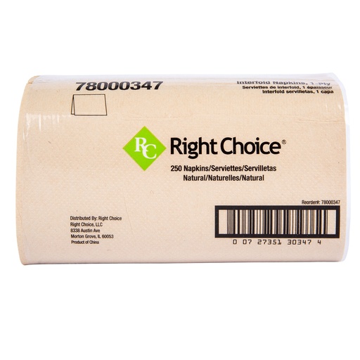 [78000347] Right Choice Dispenser Napkin 1-Ply, 1/2 Fold,  6.50″ x 8.00″ 24/250/CS