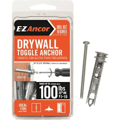 [25220] E-Z Ancor Toggle Lock 100 lbs. Philips Drywall Screws Anchors (10-Pack)