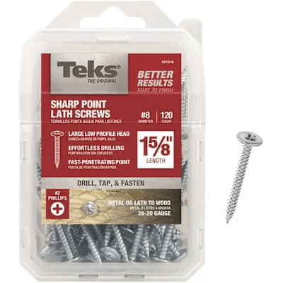 [21516] Teks 8 x 1-5/8 in. Phillips Truss Head Sharp Point Lath Screws (120-Pack)