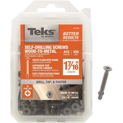 [21380] Teks 10 x 1-7/16 in. Philips Flat Head Self Tapping with Wings Screws (100-Pack)