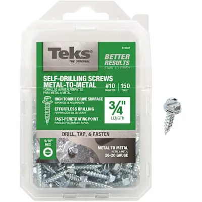 [21327] Teks #10-16 x 3/4 in. Slot Hex Hi-Hat Serrated Sharp Point Screw (150-Pack)