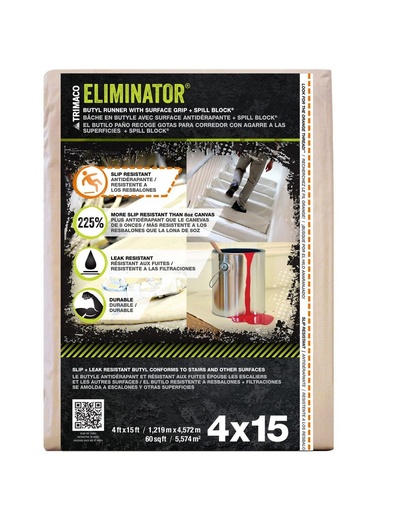 [80328] TRIMACO Eliminator Slip Resistant Butyl Drop Cloth 4 ft. x 15 ft.