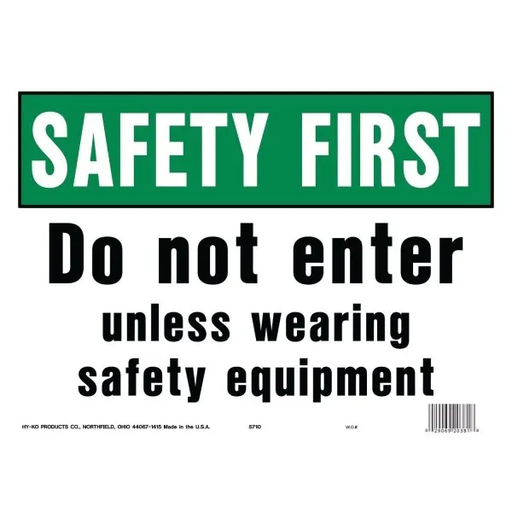 [5710] Hy-Ko "Safety First Do Not Enter" Sign, Polyethylene, 14 X 10", Pack Of 5