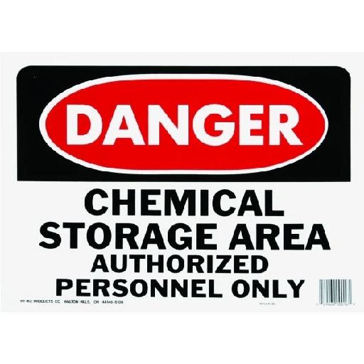 [532] Hy-Ko "Danger Chemical Storage/Authorized Personnel" Sign, Polyethylene, 14" x 10"