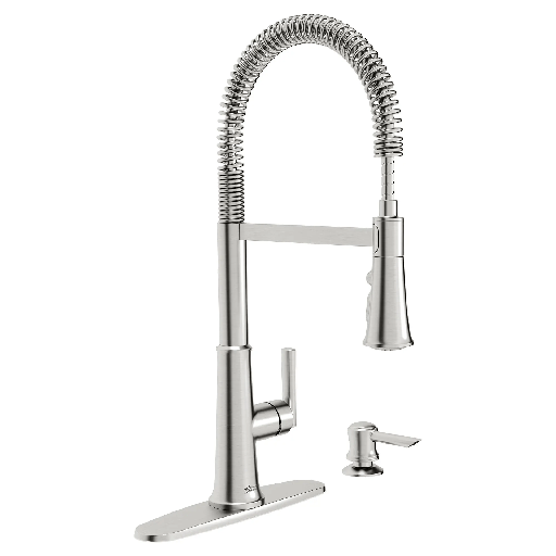 [7424351.075] American Standard Gladden Semi-Pro Dual Spray Kitchen Faucet with Deck Plate and Soap Dispenser
