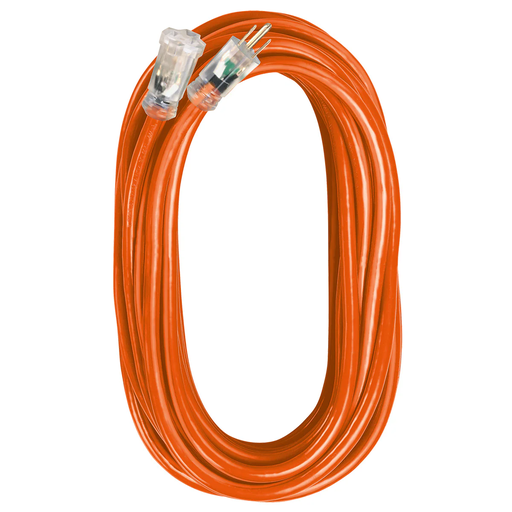 [05-00342] Voltec 14/3 SJTW Orange & Black Extension Cords with Lighted End – Heavy‑Duty Outdoor Power, 50 ft